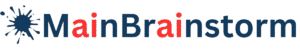 Logo di MainBrainstorm con la scritta 'MainBrainstorm' in blu e le lettere 'AI' in rosso, su sfondo trasparente.